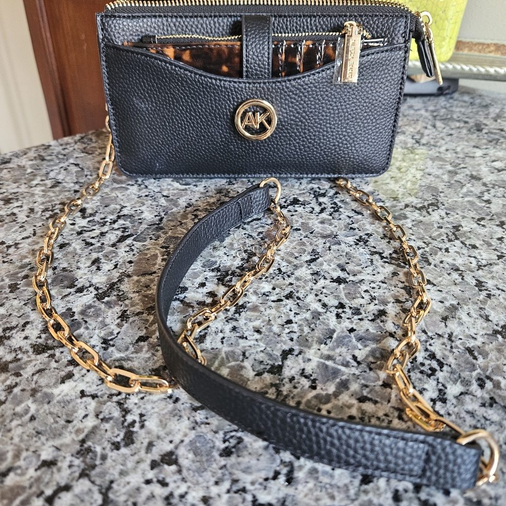 Anne Klein Black, Gold And Cheetah Print Women's Crossbody Bag